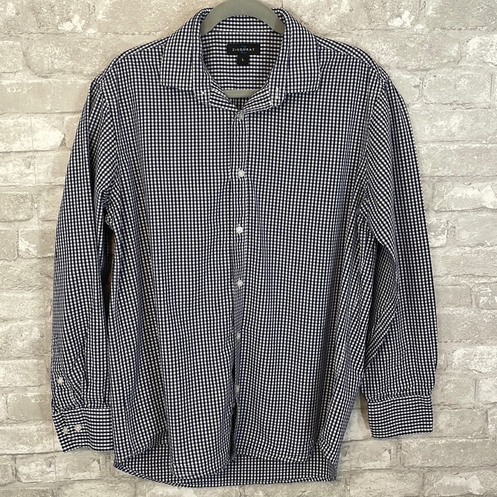 Ziggurat Blue and White Checked Button Down Shirt